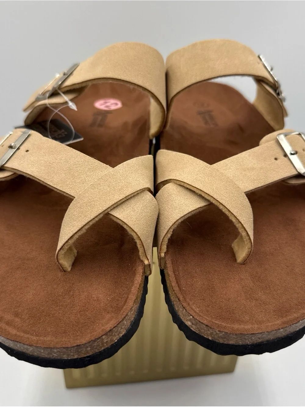 American Exchange Men’s 12 Beige Dude Flat Crisscross Adjustable Straps Slide